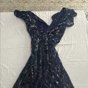 Lulu's Navy Floral Maxi Dress